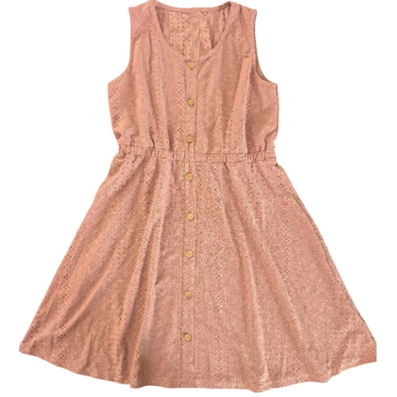 NWT CUPSHE Pink Mauve Eyelet Button Front Mini Dress Size M - Picture 4 of 11